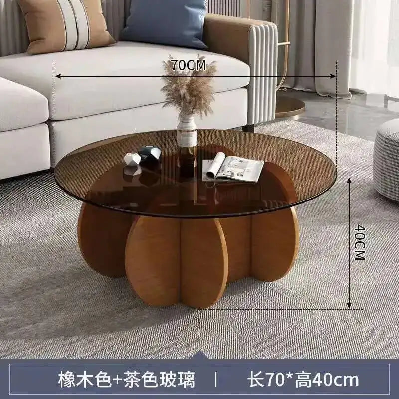 Table basse ronde en verre trempé résistant aux hautes températures, style luxe léger et créatif, stable, pour salon et maison
