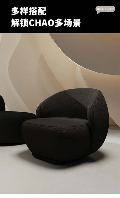 curved sofa, small apartment special-shaped black beauty salon hall, clothing store office rest area reception and negotiation
