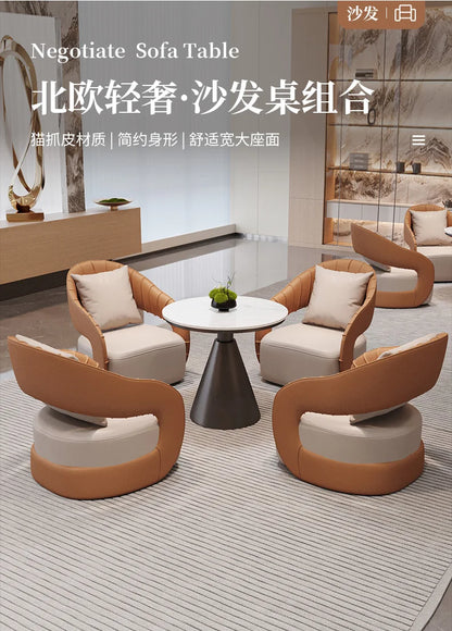 YJQ Business Negotiation Table and Chair Set for Sales Office, Hotel Lobby Reception, Guest Reception, and Rest Area Sofa