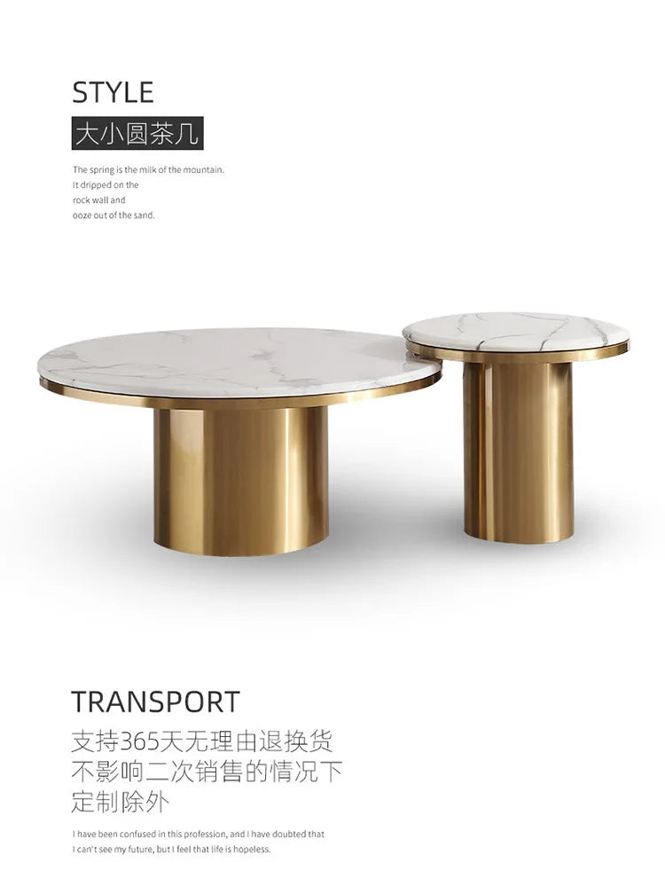 *Modern simple light luxury marble coffee table combination Nordic round small coffee table