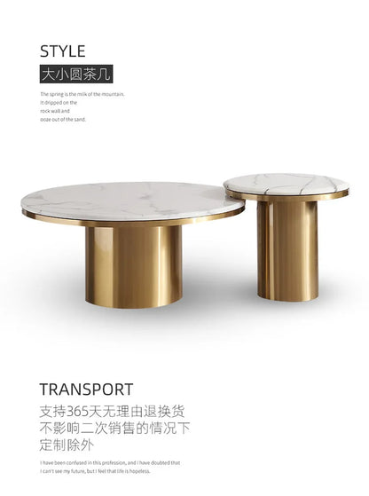 *Modern simple light luxury marble coffee table combination Nordic round small coffee table