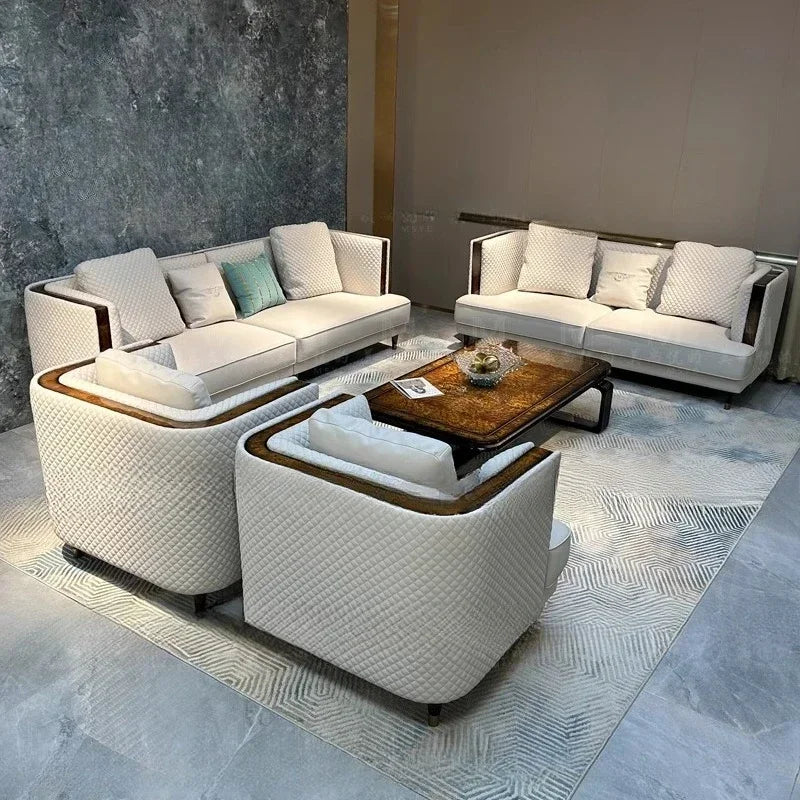 Italian light luxury leather sofa combination