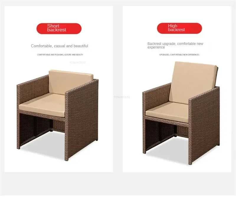 Outdoor Table Chairs Patio Rattan Furniture Set Italian Leisure Open-air Garden Furniture Sets Waterproof and Sun-proof Armchair