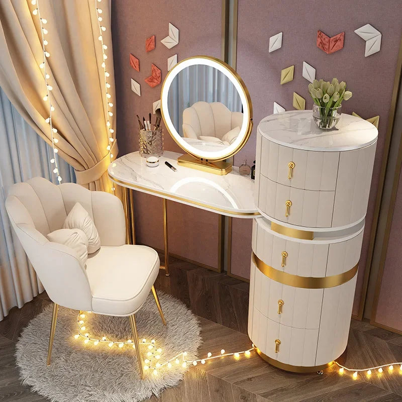 Bedroom Italian Light Luxury Dressing Table Wind Storage Cabinet One Small Apartment Makeup Dresser