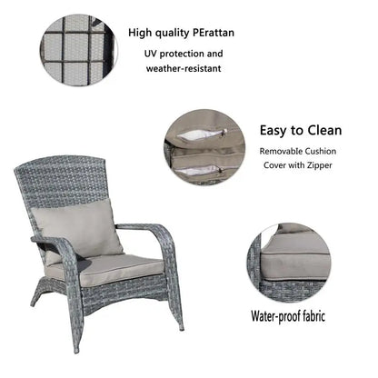 Patio Chair with Grey Cushions - Comfortable Outdoor Seating with Soft Cushions for Relaxation and Style