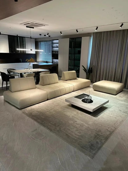 BJ Italian Minimalist Living Room Sofa Designer Tofu Block Free Lazy Module Combination Leather Art Large Sofa Bedroom Sofa