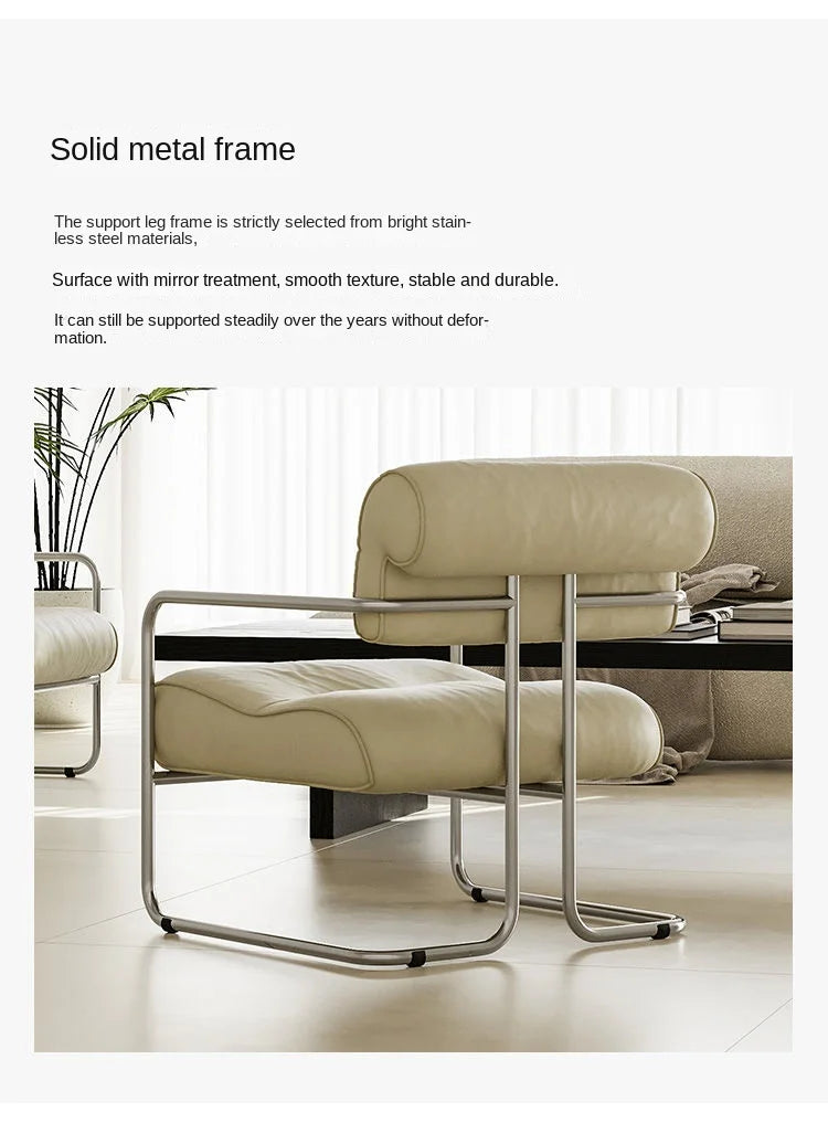 MOMO Antique Style Sofa Chair Living Room Designer Simple Single Chair Hotel Club Bauhaus Negotiation Stainless Steel Chair