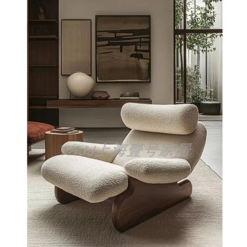Comfortable solid wood sofa chair soft decoration living room casual armrest recliner