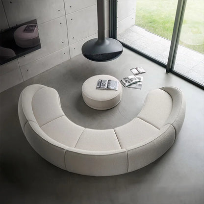 Luxury Nordic Lambswool Sofa Modern Curved Corner Living Room Sofas Stylish Comfort White Large Couch for Home Hotel Furniture