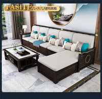 New Chinese-style solid wood sofa combination modern simple Zen Chinese style living room concubine corner wooden light luxury