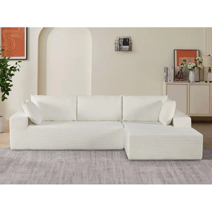 Convertible Sectional Sofa in Soft Corduroy, Modern Comfy Couch with Full Foam Cushioning, Cozy Sleeper for Living Room or