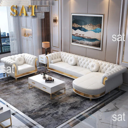 for Luxury corner reclining sofa living room comfy leather couch chesterfield sofa set furniture