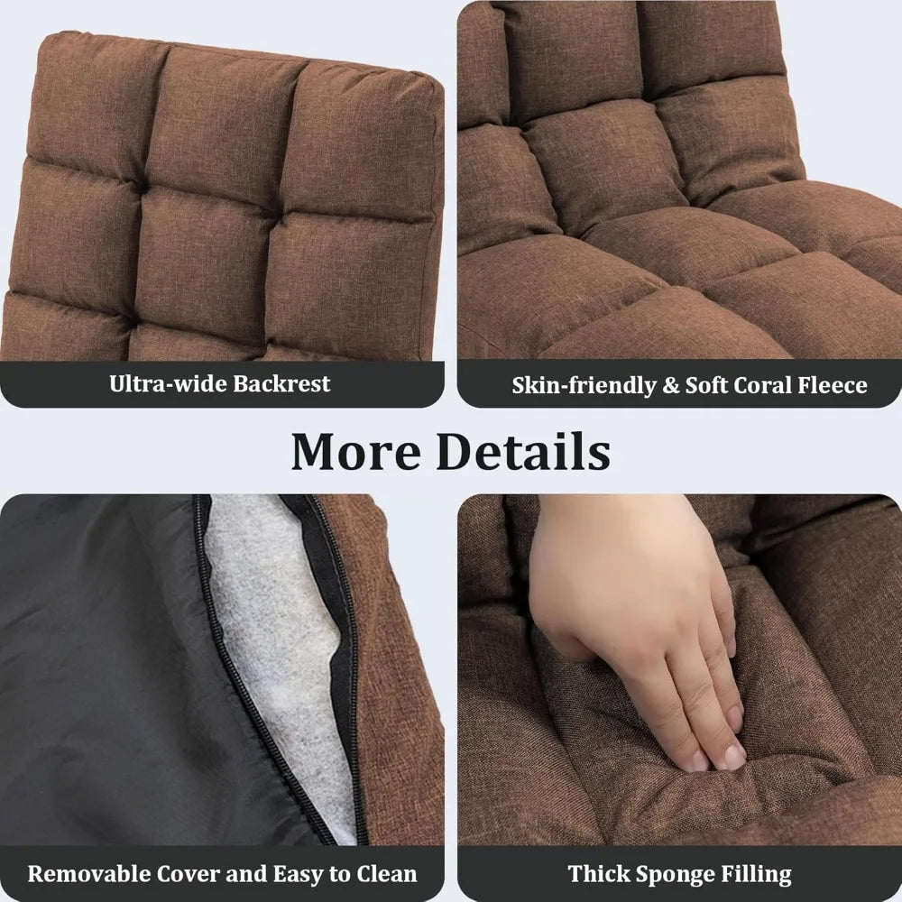 Folding Floor Chair with Back Support, 14 Adjustable Positions, Breathable Padded Sleeper Bed, Couch Recliner, Gaming Sofa Chair