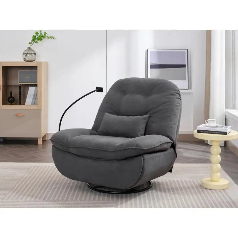 Power Recliner Swivel Glider with USB Charger and Bluetooth Music Player for Gaming, Working, and Leisure - Grey