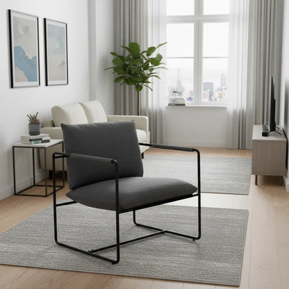 Gray Living Room Chair, Modern Fabric Armchair for Bedroom or Lounge, Comfy Sherpa Accent Chair for Daily Comfort