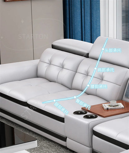 Sofa Modern Living Room Sofas Massage Leather Living Room First Layer Cowhide Intelligent Multifunctional Mobile Phone Charging