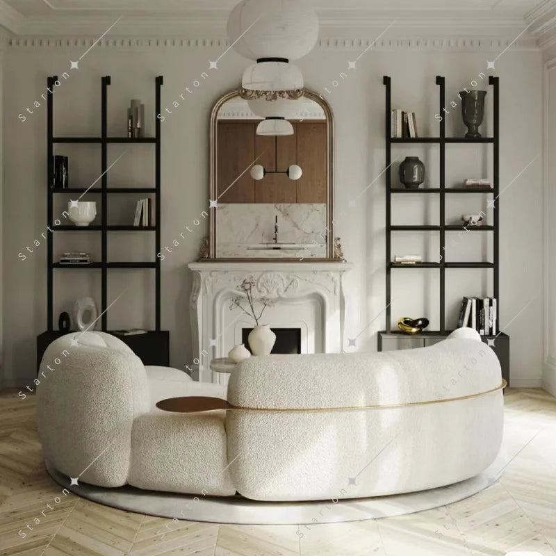 Wholesale Living Room Furniture Sofas Set Reception Room Boucle Fabric Curved Sofa for Home