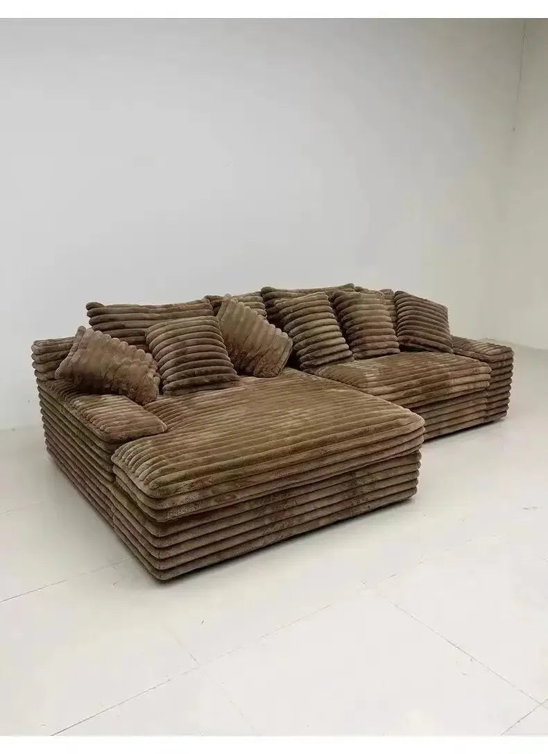 Modern Lazy Sofa Thick Corduroy Cloud Design Extra Wide Seat Depth Vacuum Compressed Packaging Easily Create a Cozy Corner