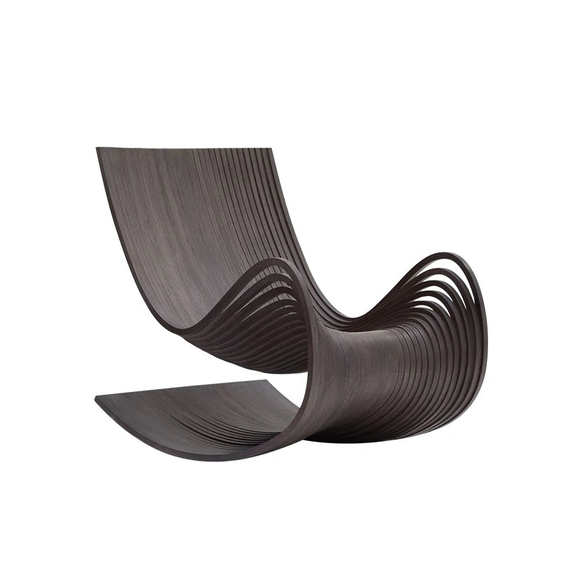 Designer rocking chair single solid wood recliner balcony leisure chair home