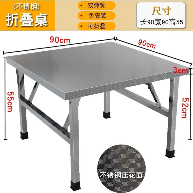 Square Folding Utility Table Home Restaurant Stainless Steel Dinner Tables Outdoor Indoor Portable Foldable Wedding Dining Table