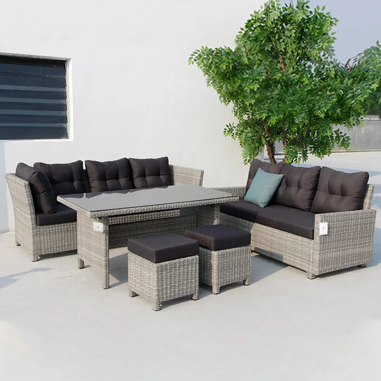 Modern Waterproof Aluminum Alloy Garden Wicker Patio Sofa Set Outdoor Rattan Furniture for Terrace Hotel & Living Room