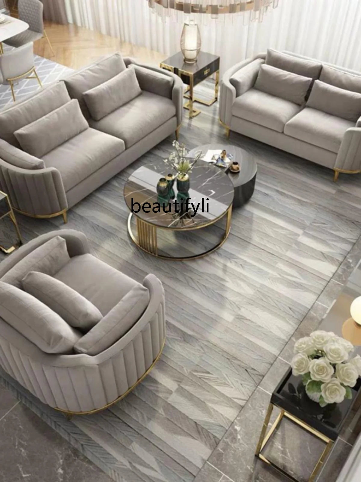 Asmt51 ss Nordic light luxury fabric sofa combination hotel clubhouse clothing store living room high-end sofa chair