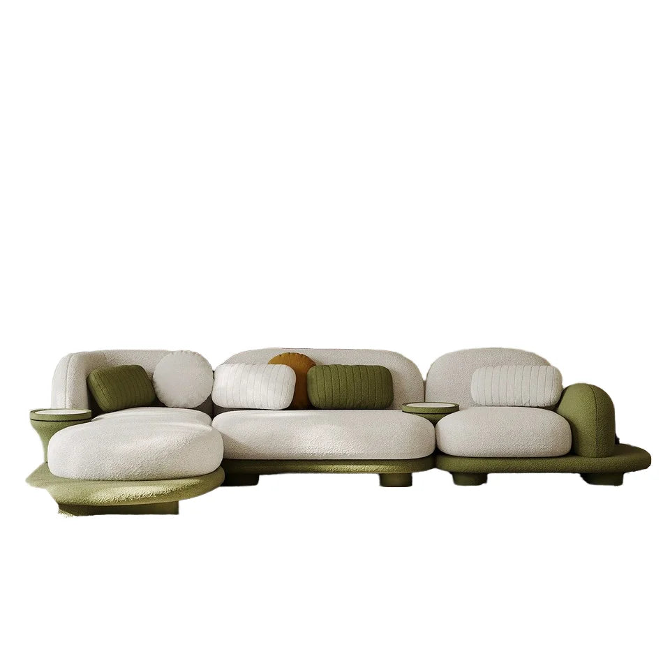 Wooden combination sofa set, corner combination, special shape, sponge filling material