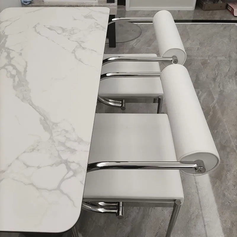 Mid-Century Designer Chair Industrial Metal Dining Seat Bedroom Vanity Stool with Backrest Stainless Steel Office Chair for Home