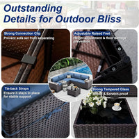 6-Piece Outdoor Sectional Set with High Backrest Sofa, Weather-Resistant PE Rattan Patio Conversation Area