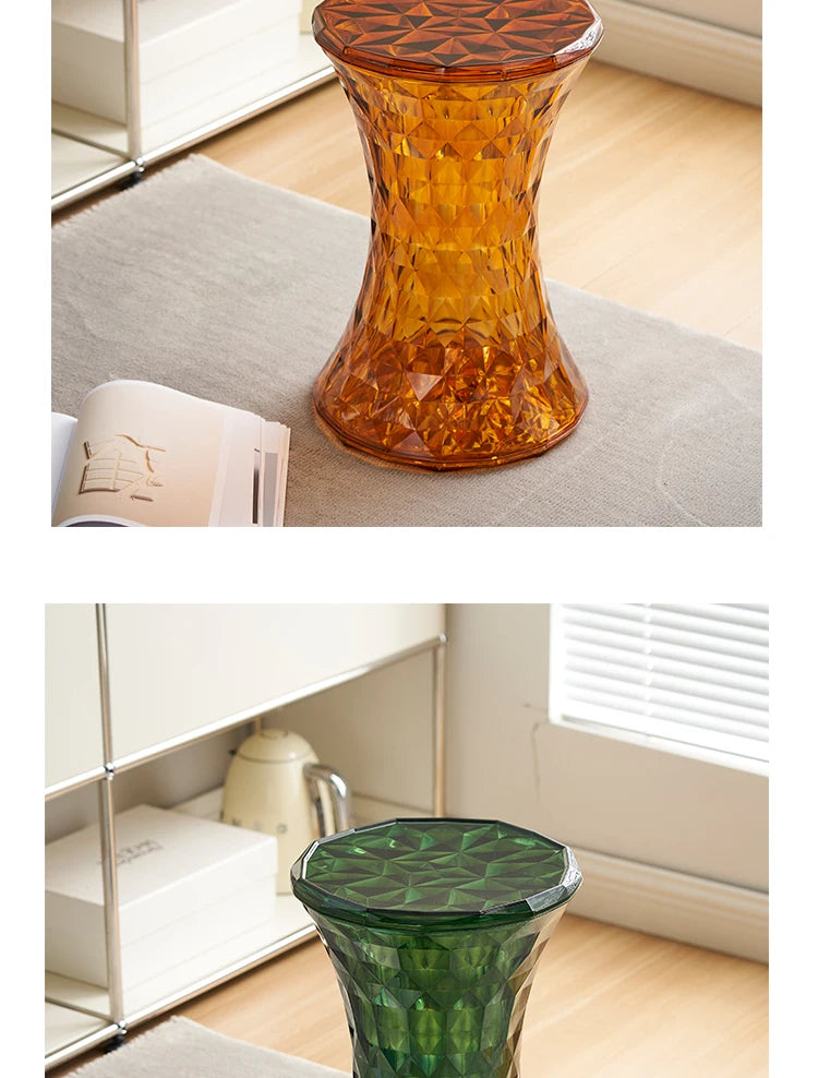 Nordic creative crystal stool Nordic simple color transparent bathroom home shoe changing  creative ins low