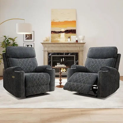 HAOMARKETS Electric Recliner Chair, Soft Fabric Power Recliners with Metal Cup Holders, Single Overstuffed Heavy Duty Reclining