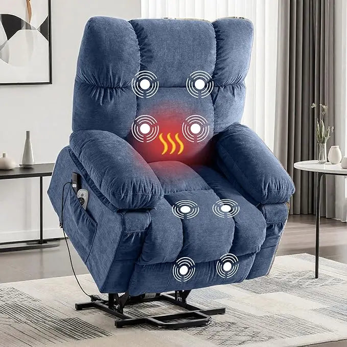 MAHOMICO Recliner Chair Oversized Swivel Rocker with Vibration Massage & Lumbar Heating, 360° Swivel, USB Charging Port