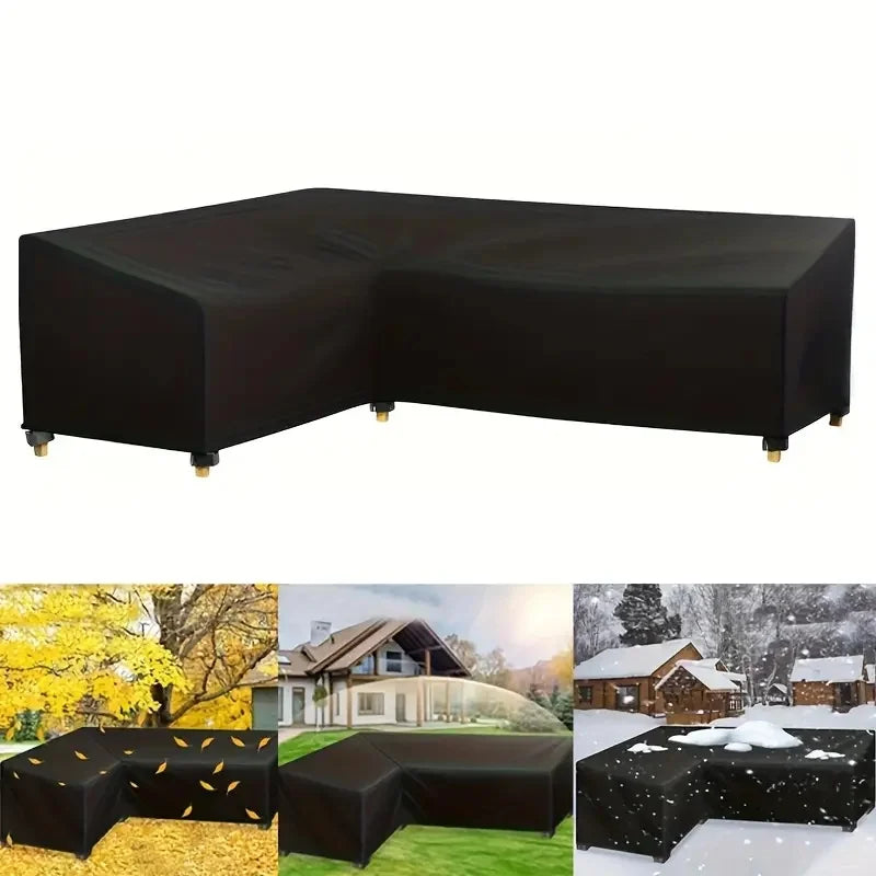 Heavy-Duty Outdoor V-Shaped and L-Shaped Sofa Cover – Weather-Resistant UV-Protected Oxford Fabric with Secure Buckle Closure