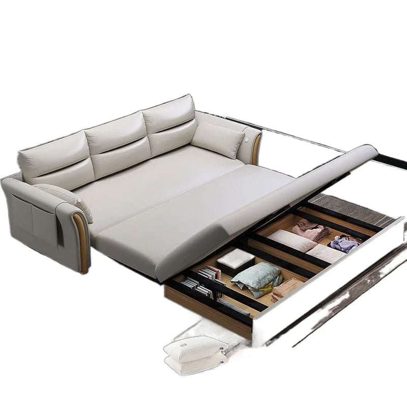 Multifunctional foldable sofa bed dual-purpose retractable small apartment storage single push-pull bed technology fabric