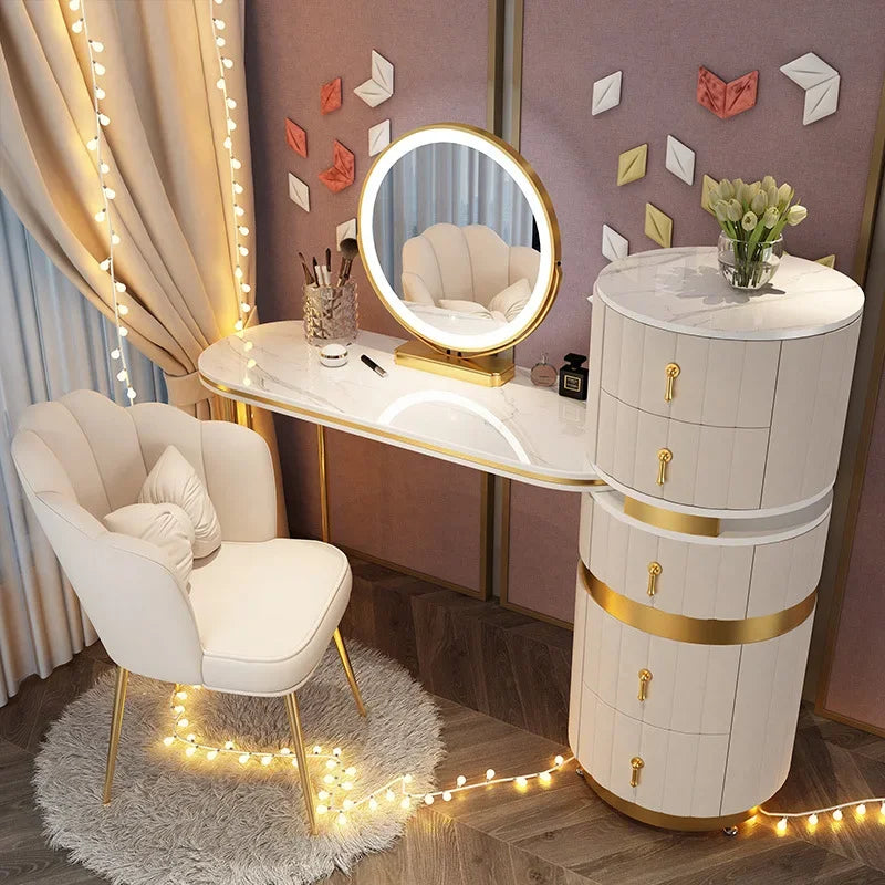 Bedroom Italian Light Luxury Dressing Table Wind Storage Cabinet One Small Apartment Makeup Dresser
