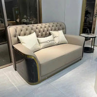 Italian light luxury leather sofa modern high-end straight row villa large flat floor