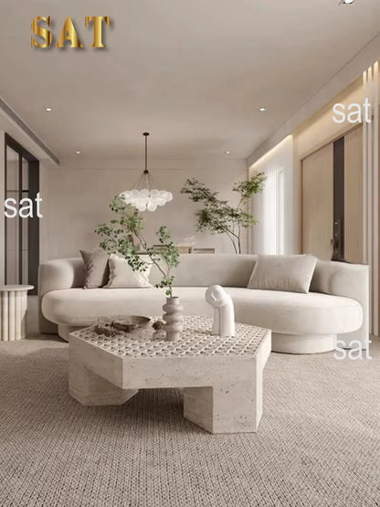 Fabric Living Room Sofas European Beige Italian Curved Luxury Couch Double Modern Designer Divano Soggiorno Home Furniture