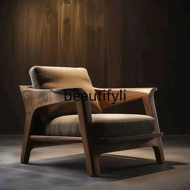Designer's new black walnut ash wood single leisure sofa home sofa chair