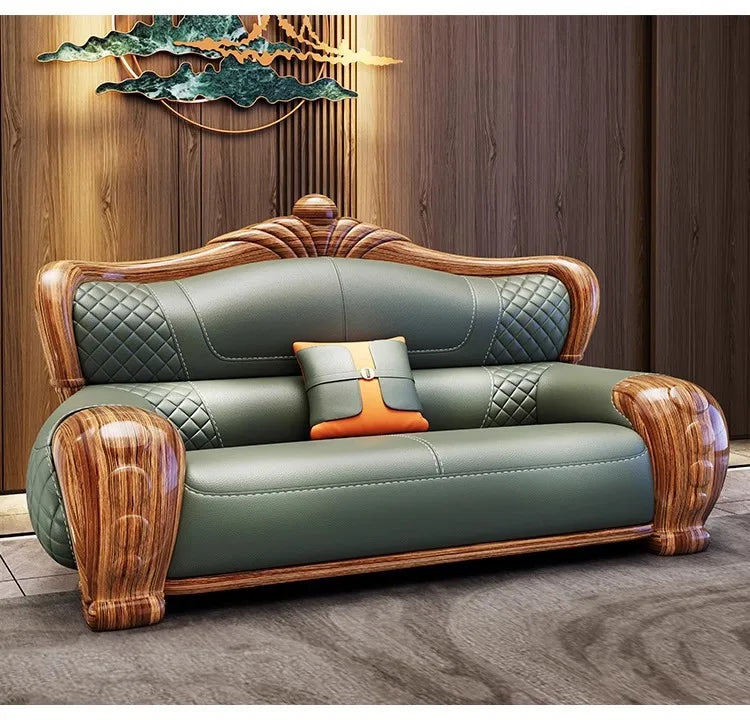 European-style villa, luxury ebony wood, leather art sofa