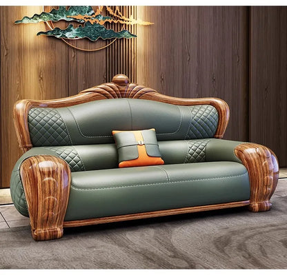 European-style villa, luxury ebony wood, leather art sofa