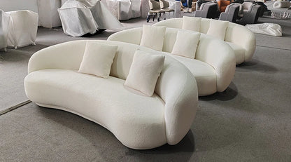 Modern Villa Living Room Single Three Person Sofa Set Household Beige Lamb Fabric Cashew Nut Arc Creative Sofa