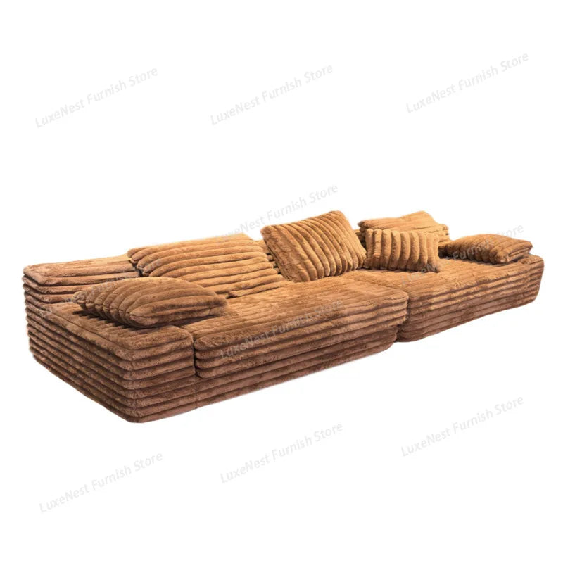 Modern Vacuum Compressed Sofa Plush Corduroy Sectional Sofa Living Room Bedroom Recliner Lazy Combination Sofa Bed Furniture