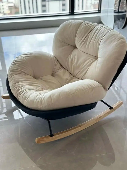 Eggshell Rocking Chair for Home Living Room Single Sofa Lazy Chair Balcony Leisure Chair Girls Pink Rocking Chair