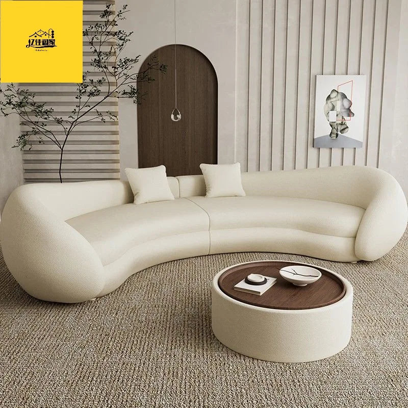Italian living room small apartment special-shaped designer reception curved sofa