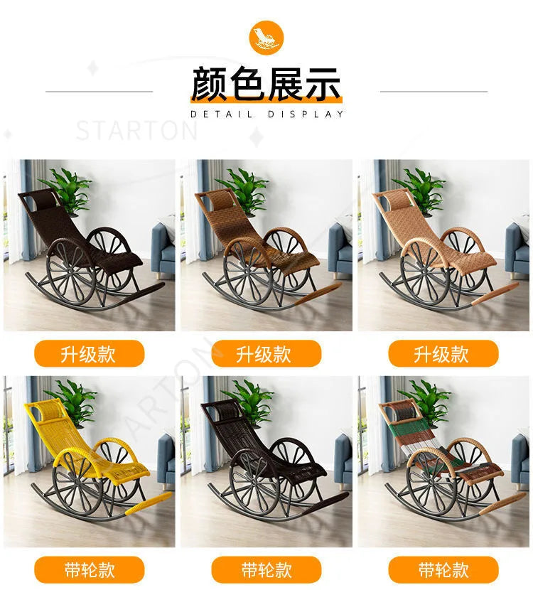 Hot Chair with Cushion and Floor Mat Ergonomic Wicker Recliner Lounge Chair for Patio Balcony Living Room