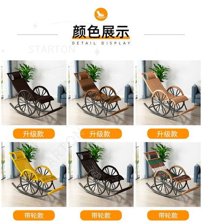 Hot Chair with Cushion and Floor Mat Ergonomic Wicker Recliner Lounge Chair for Patio Balcony Living Room