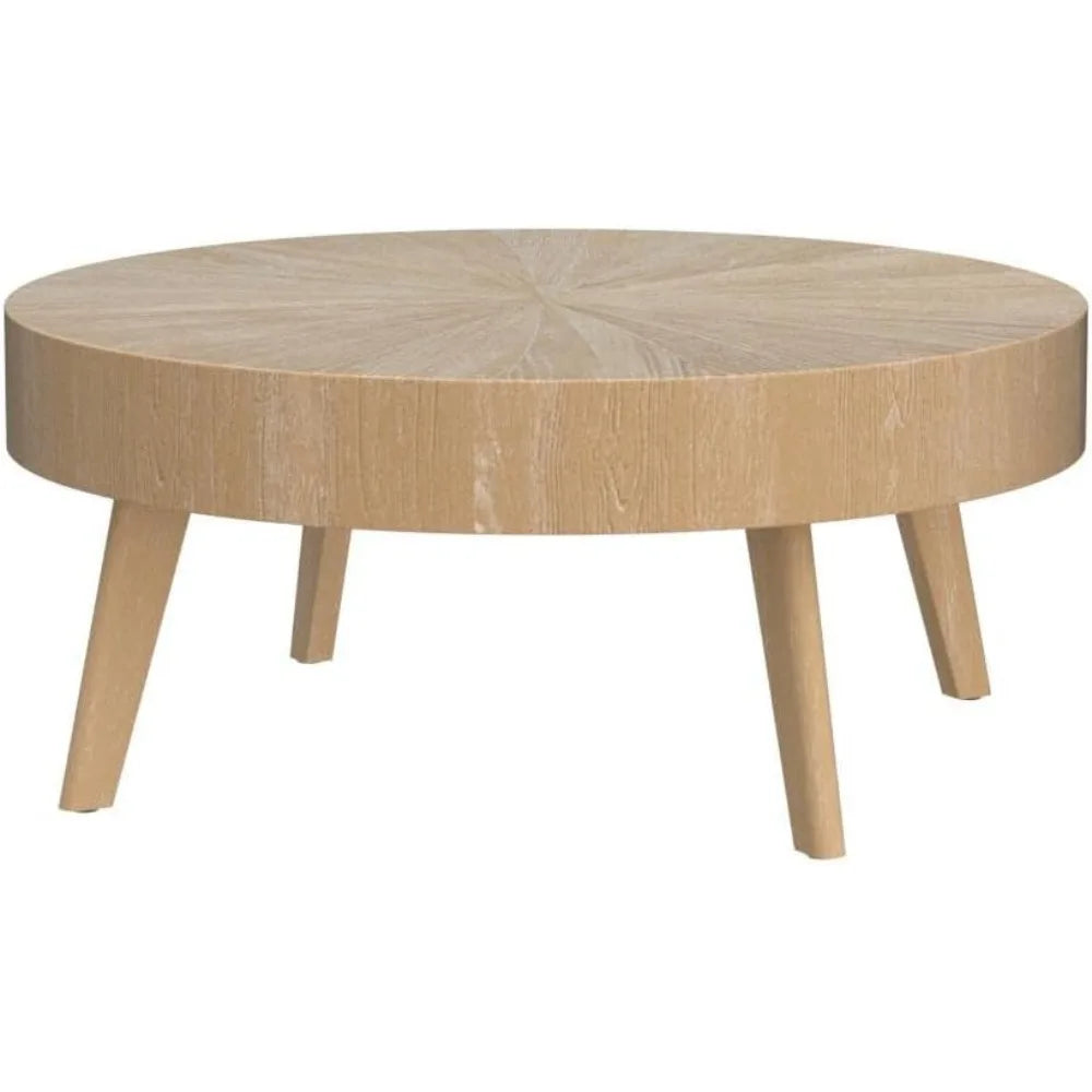 2-Piece Solid Wood Coffee Table Set, Rustic Round Farmhouse End Tables for Living Room, 31x31x16 in, Light Brown