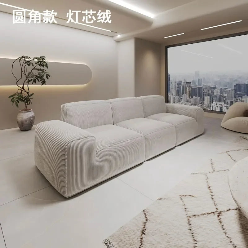 AAModern Vacuum Compression Living Room Lazy Sofa Light Luxury Furniture Corduroy Sponge Filling Multi-Person Sofa Customization