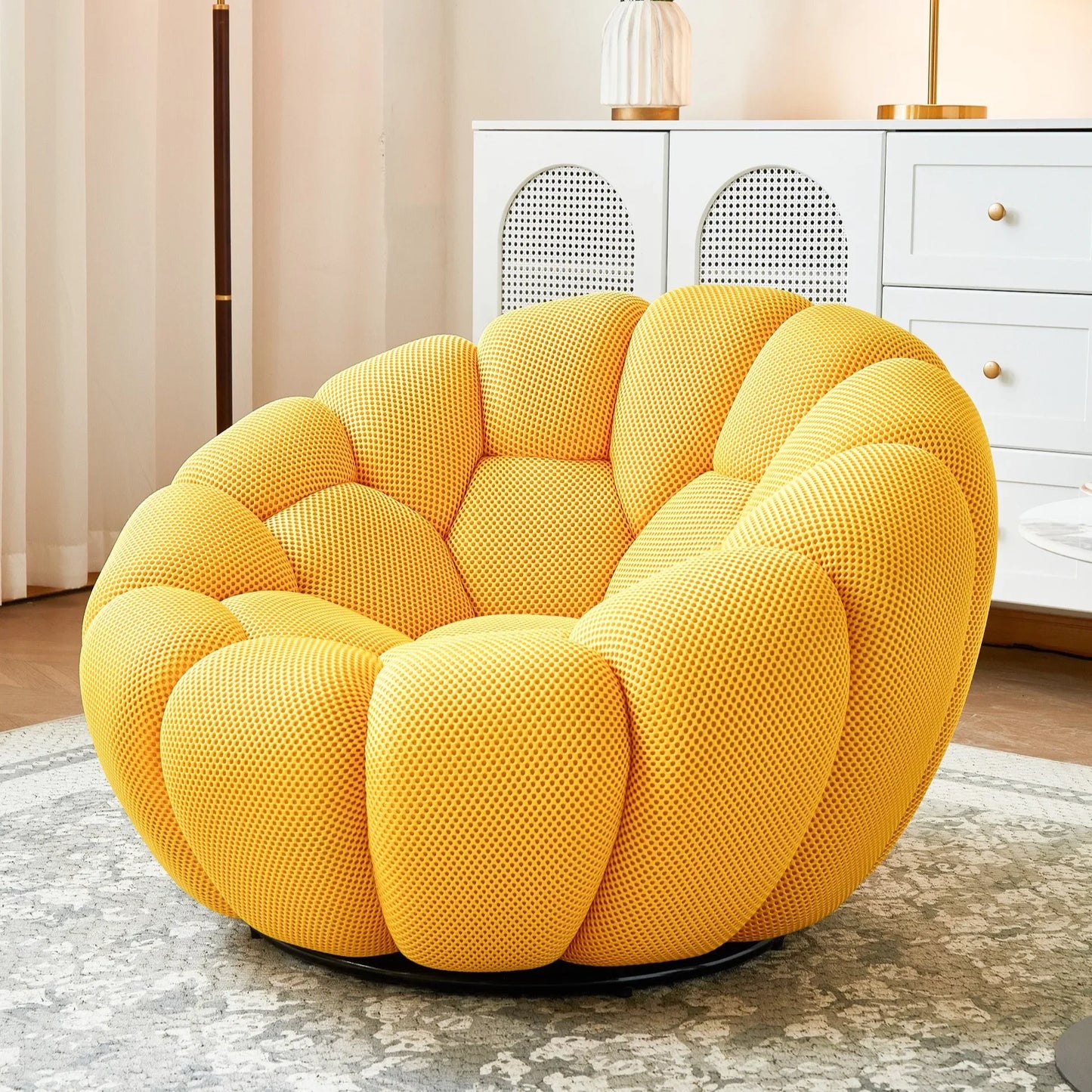 Modern Pumpkin Chair Luxury Bubble Sofa Single Lounge Seat Lazy Recliner for Bedroom Balcony Living Room Aesthetic Accent