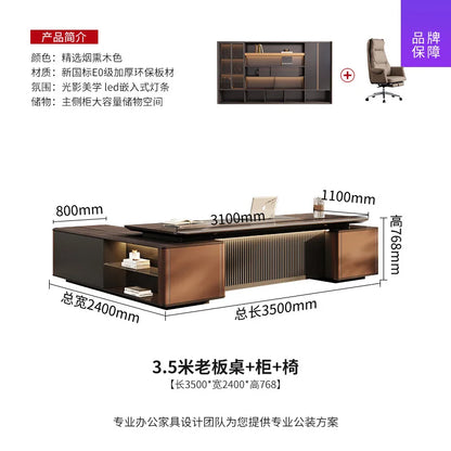 Boss Office President's Desk Light Luxury Advanced Sense Large Class Desk Furniture Chairperson's Office Desk And Chair Combinat
